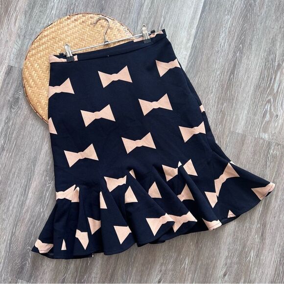 Eva franco Anthropologie bow print skirt women’s size 6 novelty print geeky nerd - Picture 2 of 8